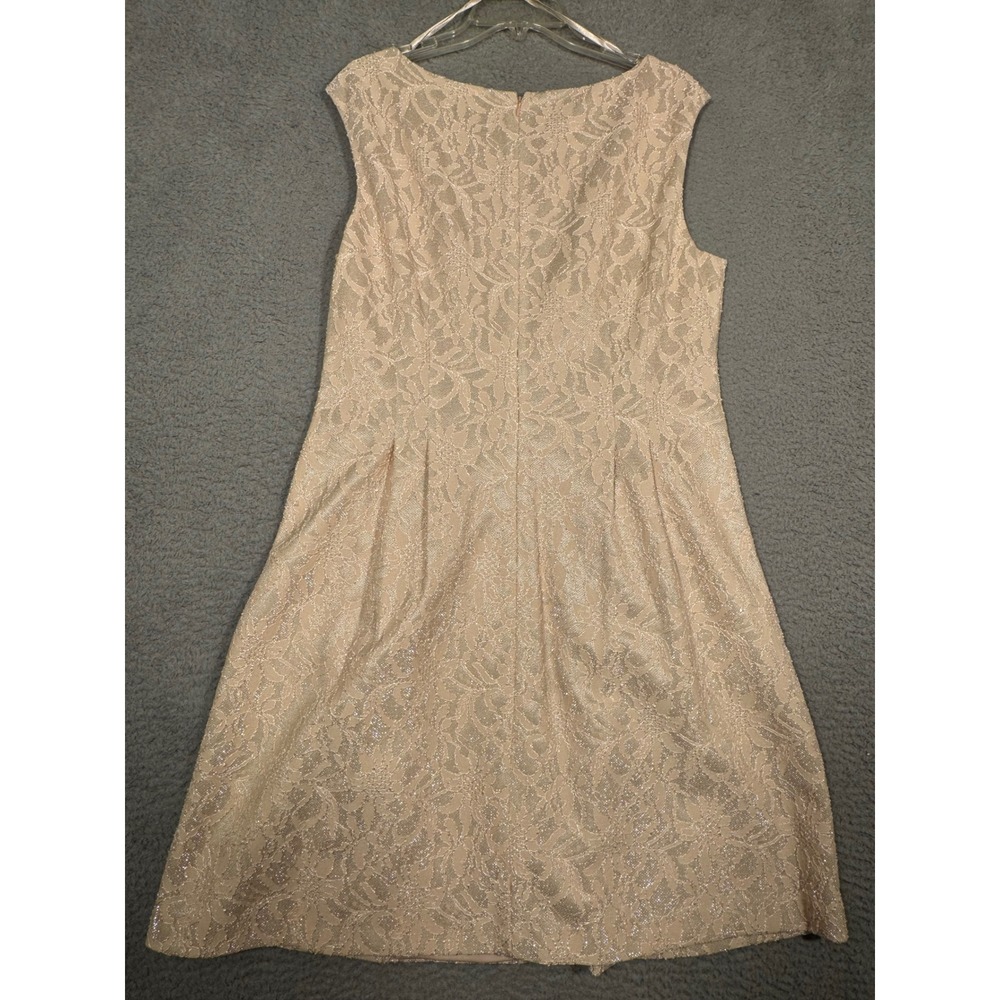 J Howard Womens Champagne Peach Metallic Floral Lace A-Line Cocktail Dress 14